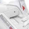 A close-up view of a white Reebok sneaker, focusing on the side panel and tongue. Produktbild-Vorschau