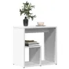 A white side table with a vase of greenery and a cup on top, and books on a shelf. Produktbild-Vorschau