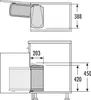 Technical drawing showing dimensions of a built-in trash can for a cabinet. Produktbild-Vorschau