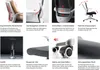 A collage of images showcasing the features of an ergonomic office chair. Produktbild-Vorschau
