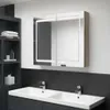 Mobiletto per specchio da bagno bianco e rovere 80 x 12 x Anteprima dell’immagine prodotto 2