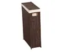 A tall, narrow, brown woven laundry basket with a beige lid and handles, shown against a white background. Produktbild-Vorschau