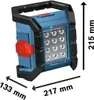 A Bosch work light with dimensions indicated. Voir les images du produit