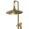 A close-up view of a brass shower system, including the showerhead and hand shower. Podgląd zdjęcia produktu