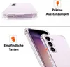 A clear phone case shown from multiple angles, highlighting its features. Produktbild-Vorschau