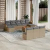 11-tlg. Garten-Sofagarnitur mit Kissen Beige Poly Rattan Produktbild-Vorschau 2
