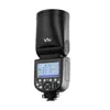 A studio shot of a black camera flash unit against a white background. Produktbild-Vorschau