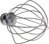 A close-up, isolated shot of a silver wire whisk attachment for a stand mixer. Produktbild-Vorschau