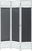 A three-panel room divider with white frames and dark gray fabric inserts. Náhľad obrázku produktu