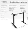 A diagram of a black adjustable desk frame with dimensions and technical specifications. Náhled obrázku produktu