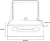 A line drawing of an open cosmetic case with dimensions indicated. Produktbild-Vorschau