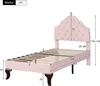 OKWISH Lit Simple 90x200 cm - Lit Ado Capitonné En Velours Voir les images du produit 4