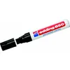 A black and white permanent marker with a red and blue logo and text on its side, with its cap removed and placed next to it. Produktbild-Vorschau