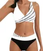 ASKSA Damen Bikini Set Push Up Zweiteiliger Streifen High Produktbild-Vorschau 1