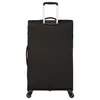 A black suitcase with a retractable handle and wheels, shown from the back against a white background. Produktbild-Vorschau