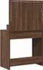 A back view of a brown wooden vanity table with a shelf. Náhľad obrázku produktu