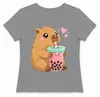 T-shirt da donna con stampa "Kawaii Capybara Boba Bubble Anteprima dell’immagine prodotto 2