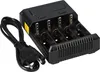 A black battery charger with a power cord is shown against a white background. Produktbild-Vorschau