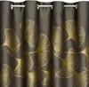 Záclona 140x250 Harmony hnědá zlatá ginkgo listy připravené Náhled obrázku produktu 6