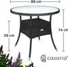 CASARIA® Table de jardin en polyrotin Noir 80 cm résistant Voir les images du produit 2