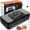 A vacuum sealer machine and its packaging are displayed, along with some food items and accessories. Produktbild-Vorschau