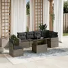 The Living Store 7-tlg. Garten-Sofagarnitur mit Kissen Grau Produktbild-Vorschau 2