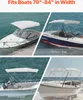 A collage of four images showing different types of boats with canopies installed. Podgląd zdjęcia produktu