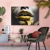 Muralo CANVAS Leinwandbild Goldene MUND Lippen Frau Gesicht Produktbild-Vorschau 6
