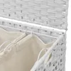 vidaXL Wäschekorb mit Rollen Weiß 66x35x60 cm Rattan Produktbild-Vorschau 9