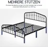 A diagram of a black metal bed frame with highlighted support legs. Produktbild-Vorschau