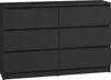 A black, six-drawer dresser against a light gray background. Produktbild-Vorschau