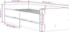 A diagram showing the dimensions of a white bed frame with drawers. Voir les images du produit