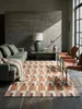 Teppich Orange-Natur rechteckig Editorial Interior als Designobjekt drapiert hochwertige Wohnaccessoires_#sku_SAF503119377002-SAF503119377003# Produktbild-Vorschau