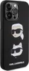 A black iPhone case with a graphic design of Karl Lagerfeld and his cat Choupette. Produktbild-Vorschau