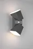 A modern, geometric wall light fixture with two adjustable light heads and a motion sensor, mounted on a plain wall. Anteprima dell’immagine prodotto