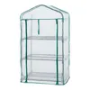 A white greenhouse with three shelves and green trim, shown against a white background. Voir les images du produit