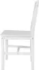 A side view of a white wooden chair against a white background. Anteprima dell’immagine prodotto