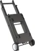 A black foldable grill stand with wheels, shown from a diagonal angle against a white background. Náhľad obrázku produktu