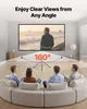 Four people are sitting on a curved sofa watching a movie on a projector screen. Voir les images du produit