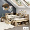 A bedroom with a bed, shelves, and a nightstand, featuring a skylight. Náhľad obrázku produktu