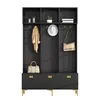A dark gray entryway cabinet with shelves, hooks, a bench, and drawers, accessorized with a scarf, hat, and handbags. Anteprima dell’immagine prodotto