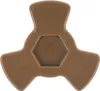 A brown, three-pronged plastic part with a hexagonal indentation in the center, isolated on a white background. Produktbild-Vorschau