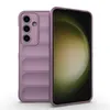 A violet smartphone case is shown next to a smartphone. Produktbild-Vorschau