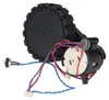 A close-up studio shot of a robot vacuum cleaner drive wheel module with attached motor and wiring. Produktbild-Vorschau