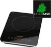 A black induction cooktop with a digital display and control buttons, shown from a diagonal top-down view. A small square graphic with a green tree and the text "ECO SAVE" is in the upper right corner. Podgląd zdjęcia produktu