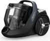 A studio shot of a black and gray bagless vacuum cleaner. Voir les images du produit