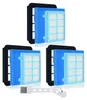 Three vacuum cleaner filters and a small cleaning brush are arranged on a white background. Produktbild-Vorschau