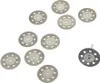 A collection of diamond cutting discs and one disc attached to a mandrel, arranged on a white background. Náhled obrázku produktu