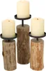 Eukalyptus Kerzenhalter 3er Set - 24 / 19 / 15 cm - Holz Produktbild-Vorschau 1