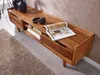 Lowboard Sheesham Massivholz 145x43x35cm TV-Kommode Modern in Gesamtansicht mit offenen Schubladen. Anteprima dell’immagine prodotto
